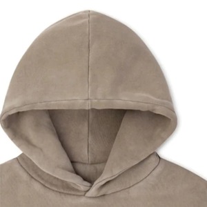 Men's Heavyweight 100% Polyester <b>Velour</b> No-String Solid Pattern Discharge Printed Back Logo Position Winter Hoodie-Regular Fit - Product Image 3