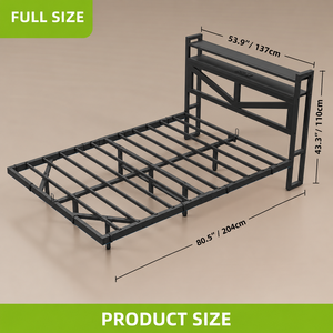 HUY GIA Modern Metal Modular and <b>Queen</b> Twin XL King Twin <b>Bed</b> Frame <b>with</b> <b>Storage</b> Shelf for Bedroom - Product Image 6