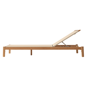 Chaise longue d'extérieur en teck durable, réglable et inclinable, avec cadre plat et lignes épurées, idéale pour piscine, jardin et resort - Product Image 2