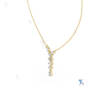 Lab Grown Diamond Multi Shape Y Lariat Necklace 14K 18K <b>Solid</b> <b>Gold</b> Fine Women Jewelry Factory Direct Wholesale B2B Supplier - Product Image 4