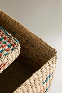 Ensemble de paniers de rangement en jonc de mer naturel tressé avec motifs colorés, organisateur de jouets décoratif pour chambre d'enfant et crèche, panier de rangement domestique - Product Image 4