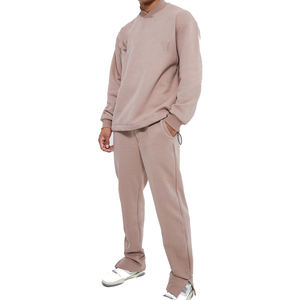 Custom Unisex Oversized Long Sleeve O Neck Pullover Tracksuit Screen Printing Logo Eco-Friendly Cotton Fleece Tracksuit For <b>Men</b> - Product Image 2