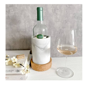 Refroidisseur de bouteilles décoratif en marbre blanc de haute qualité avec rétention de glace et design écologique pour fêtes, restaurants et cuisines - Product Image 1