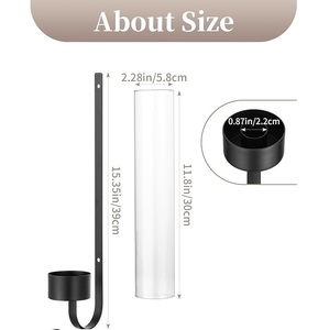 Ensemble de 2 porte-bougies muraux en fer faits à la main, durables, design moderne noir pour la décoration de la maison et de mariage - Product Image 3