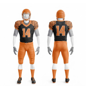 Uniforme de Fútbol Americano Personalizado Naranja 100% Algodón Poliéster Jersey Estampado Digital de Manga Corta que Absorbe la Humedad Corte Regular - Product Image 1