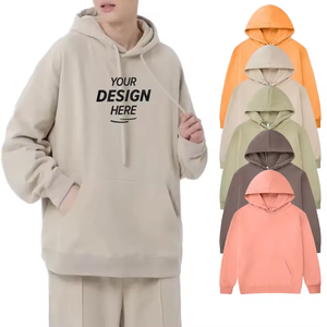 Wholesale Luxury Men's Oversized 350gsm Heavy Fleece <b>Hoodie</b> Custom LOGO No <b>String</b> Solid Pattern Plain Dyed <b>for</b> Autumn - Product Image 1