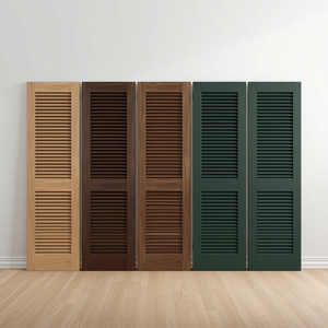 Contemporary Rustic Wooden Louvered Doors with Premium Finished Surface for Bedroom <b>Wardrobe</b> and Storage Spaces - Product Image 1