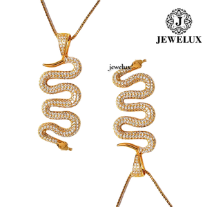 JEWELUX Gold Plated Snake Pendant With <b>Crystal</b> Rhinestones <b>Animal</b> Themed Luxury Charm Unisex Everyday Wear From India - Product Image 4