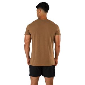 Camiseta Deportiva Ajustada de Algodón Suave para Hombre, Color Marrón Camel, para Entrenamiento, Fitness, Estilo Casual - Product Image 6