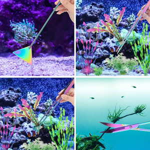Juego de herramientas para acuarios de acero inoxidable resistente a la corrosión, tijeras para plantas de acuario con mango largo, pinzas, kit de limpieza de sustrato - Product Image 6