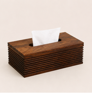 Boîte à mouchoirs artisanale en bois de Sheesham, rectangulaire, de luxe, avec détails rainurés, pour la maison, le bureau et les hôtels - Product Image 5