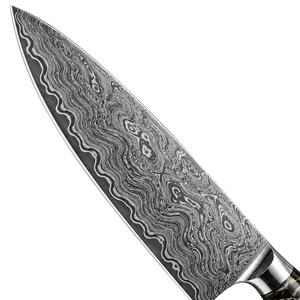 Couteau de Chef Professionnel en Acier Damas de Qualité Supérieure pour Cuisine et Restauration, Lame Tranchante pour Trancher et Hacher, Poignée Confortable - Product Image 3