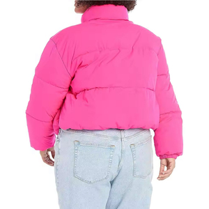American Women's Oversized Winter <b>Coat</b> with Cotton Filling Extra Outdoor Crop Puffer Jacket Contrast Collar Women Puffer Jacket - Product Image 6