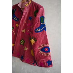 Chaqueta de terciopelo bordada a mano para mujer, estilo bohemio vintage, abrigo de invierno, ropa étnica para festivales, chaqueta estilo Suzani hecha a mano - Product Image 3