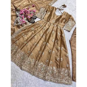 Women's Anarkali Gown and <b>Pant</b> Set with Dupatta Sequence and Embroidery Work - Product Image 6