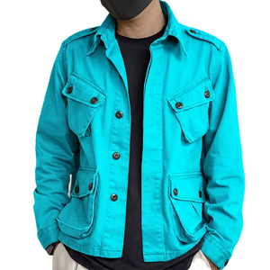 Chaqueta Safari de Lona de Algodón Verde Oliva Vintage para Hombre, con Múltiples Bolsillos, Cierre de Botones, Cuello Camisero, Corte Regular, para Otoño - Product Image 5