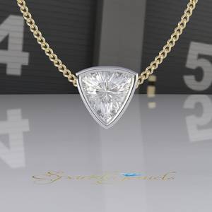 Trillion Cut Moissanite 1.2CT <b>Solid</b> 14K <b>Gold</b> Christian Luxury Party <b>Pendant</b> Necklace with Rope Chain - Product Image 3