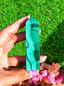 Obélisque en malachite naturelle, tour de cristal rayée, polie et gravée, pierre de guérison, Reiki, méditation, énergie, décoration Feng Shui - Product Image 3