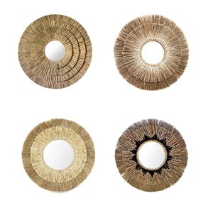 Espejo de paja con doble borde de algas marinas para decoración del hogar, espejo de paja para decoración de la sala de estar - Product Image 1