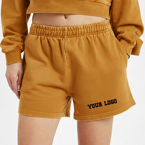 Shorts pour femmes en coton 100% pour l'été, style décontracté, impression sérigraphique personnalisée, coupe ample, style hip hop. - Product Image 1