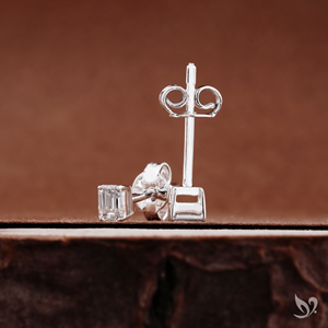 <b>Emerald</b> Cut Lab Grown Diamond <b>Stud</b> Earrings Prong Set IGI Certified 925 Sterling Silver Everyday Jewelry - Product Image 2