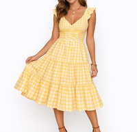 Robe d'été élégante pour femme, longueur genou, sans manches, respirante, décontractée, formelle, en tissu lawn, couleur unie, qualité supérieure