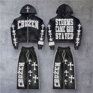 Pantalones Deportivos Personalizados Estilo Urbano Vintage con Cierre, Transpirables, con Bordado, Lavado Ácido, Efecto Desgastado - Product Image 1