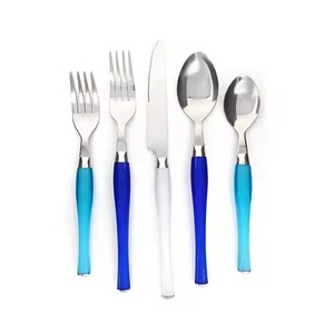 Juego de Cubiertos de Alta Gama con Diseño de Mosaico Colorido, Mango con Patrón de Mosaico, Acero Inoxidable, 5 Piezas, Cubertería Plana para Restaurante Occidental - Product Image 6