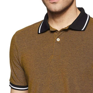 Polo Marrón para Hombre, Manga Corta, Corte Regular, Tejido de Punto, Ribete en Contraste, Estilo Casual, Color Sólido - Product Image 5