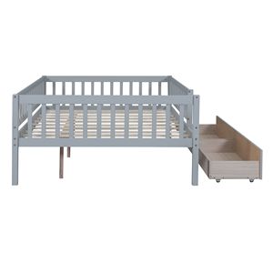 Divano letto matrimoniale in legno con due cassetti, colore grigio - Product Image 4