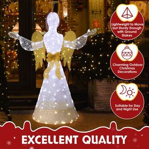Angelo di Natale da Esterno Resistente alle Intemperie da 1,37 m con Ali Pre-Illuminate a 200 LED, Angelo Luminoso per Decorazioni Domestiche - Product Image 2
