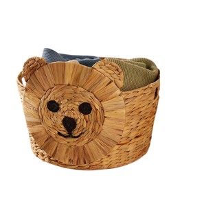 Lion Water Hyacinth Storage <b>Basket</b> Woven Lion Shaped Toy Organizer Bin Cute Safari Animal Kids Nursery <b>Hamper</b> - Product Image 3