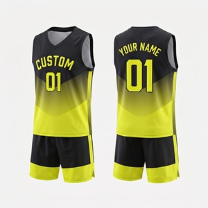 Ensemble d'uniformes de basketball personnalisés par sublimation, dégradé rouge et blanc, maillot sans manches en maille à col en V, short, unisexe adulte, toutes saisons - Product Image 5