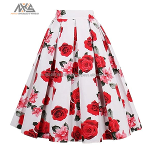 กระโปรงวินเทจเอวธรรมชาติปักลายของผู้หญิงทันสมัยกระโปรงยาวถึงเข่ามีกระเป๋าระบายอากาศได้ดีเป็นมิตรต่อสิ่งแวดล้อม100% - Product Image 4