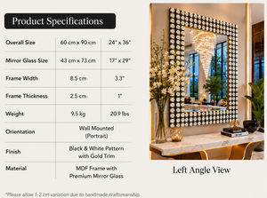 Geometric <b>Square</b> Wall <b>Mirror</b> Pebble Design Decorative <b>Mirror</b> Bathroom Bedroom Living Room Modern Stylish Wall Mounted 32 Inch - Product Image 4