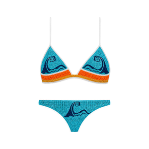 Ensemble de bikini perlé d'été pour femme avec décolleté halter, maillot de bain micro triangle uni et string, ensemble 2 pièces pour femme - Product Image 5