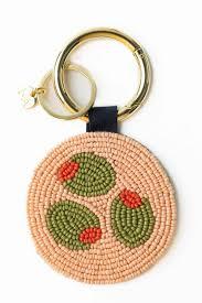 NOUSHAD ARTISANAT NH-804 Porte-clés rond perlé avec motif circulaire coloré en toile tissée, léger, style classique - Product Image 6