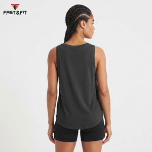 100% Cotton Knitted Breathable Quick Dry Comfortable Workout Ladies Athletic Fitness Vest Gym Tank Top <b>Women's</b> <b>Singlet</b> - Product Image 2