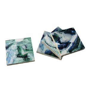 Dessous de verre en résine époxy à l'aspect unique Style antique Tapis de tasse à thé à noyau d'or Tampons Prix de gros Vaisselle Couverts Dessous de verre Plateau à thé - Product Image 5