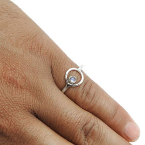 Nice Delightful Round Shape Rainbow Moonstone Gemstone <b>Ring</b> <b>Crafted</b> From 925 Sterling Silver <b>Rings</b> Wholesale Bohemian Jewelry - Product Image 2