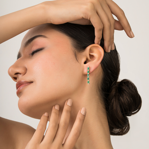 Pendientes Colgantes de Oro Amarillo Sólido K14 con Esmeralda y Diamantes Auténticos, Novedad de Alta Calidad, Joyería de Piedra de Nacimiento de Mayo para Mujer, Venta al por Mayor - Product Image 6