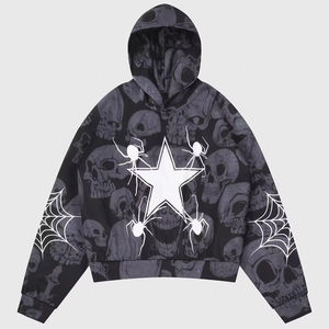 Sudadera con Capucha Oversize Personalizada Unisex al por Mayor, con Estampado de Estrella de Cinco Puntas y Araña, Estilo Casual, Manga Regular, Hombro Caído, OEM - Product Image 1