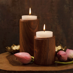Support à bougies en bois tendance, qualité supérieure, décoration de salon, porte-bougie en bois - Product Image 1