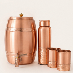 Ensemble distributeur d'eau en cuivre martelé pur avec réservoir de stockage et robinet anti-fuite pour la décoration de la cuisine domestique, commandes en gros personnalisables - Product Image 1