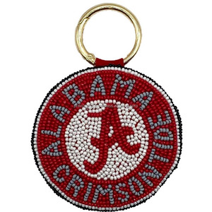 Durable Fabric Eco-Friendly Strong Lightweight Adjustable Alabama Crimson Tide Beaded Keychain Handmade University Bag Accessory - Product Image 1