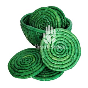 Posavasos de Hierba Monj Verde, Posavasos Redondo Ecológico de Diseño Clásico - Product Image 1