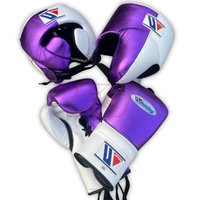 Juego de Guantes de Boxeo Winning, de Cuero Vacuno, con Cordones, Dedos Completos, Ligeros, Transpirables, que Absorben la Humedad, con Correa Ajustable para la Muñeca
