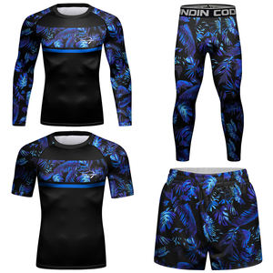 Custom <b>Compression</b> Sportswear Set 3 Piece <b>Men's</b> Rashguard Training Shorts and <b>Tights</b> <b>for</b> MMA Gym Fitness Running - Product Image 1