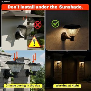 Lampe murale solaire LED Homehop 10W pour extérieur, étanche, allumage/extinction automatique, clignotement RGB, idéale pour la maison, le jardin et les piliers - Product Image 2