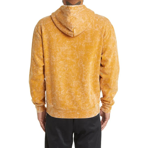 Sweat-shirt à capuche tie-dye pour homme 100 % coton, impression numérique, coupe oversize, en molleton bouclette, décontracté, jaune automne, avec poches - Product Image 2